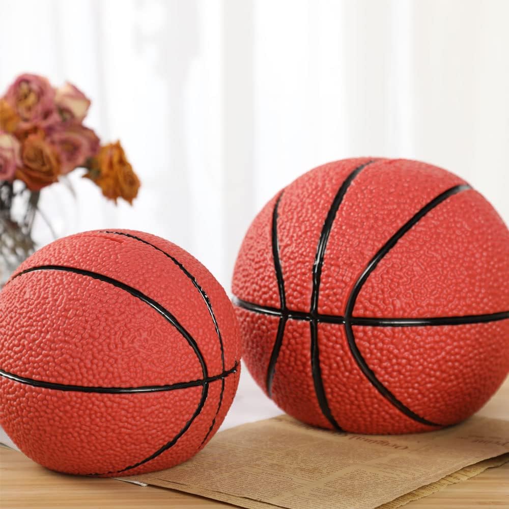 H&W basketball piggy bank side view highlights unbreakable-like sturdiness for play