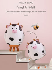 H&W child holding the M Size piggy bank for safe money practice