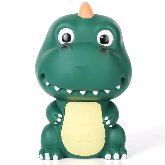 H&W dinosaur money bank front view encouraging kids to start saving