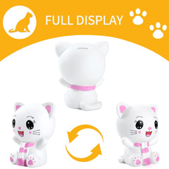 H&W Kitten Money Bank Pink side view suitable for desks or shelves