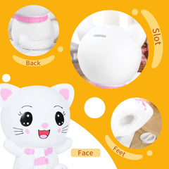 H&W Kitten Money Bank Pink bottom withdrawal port for easy retrieval