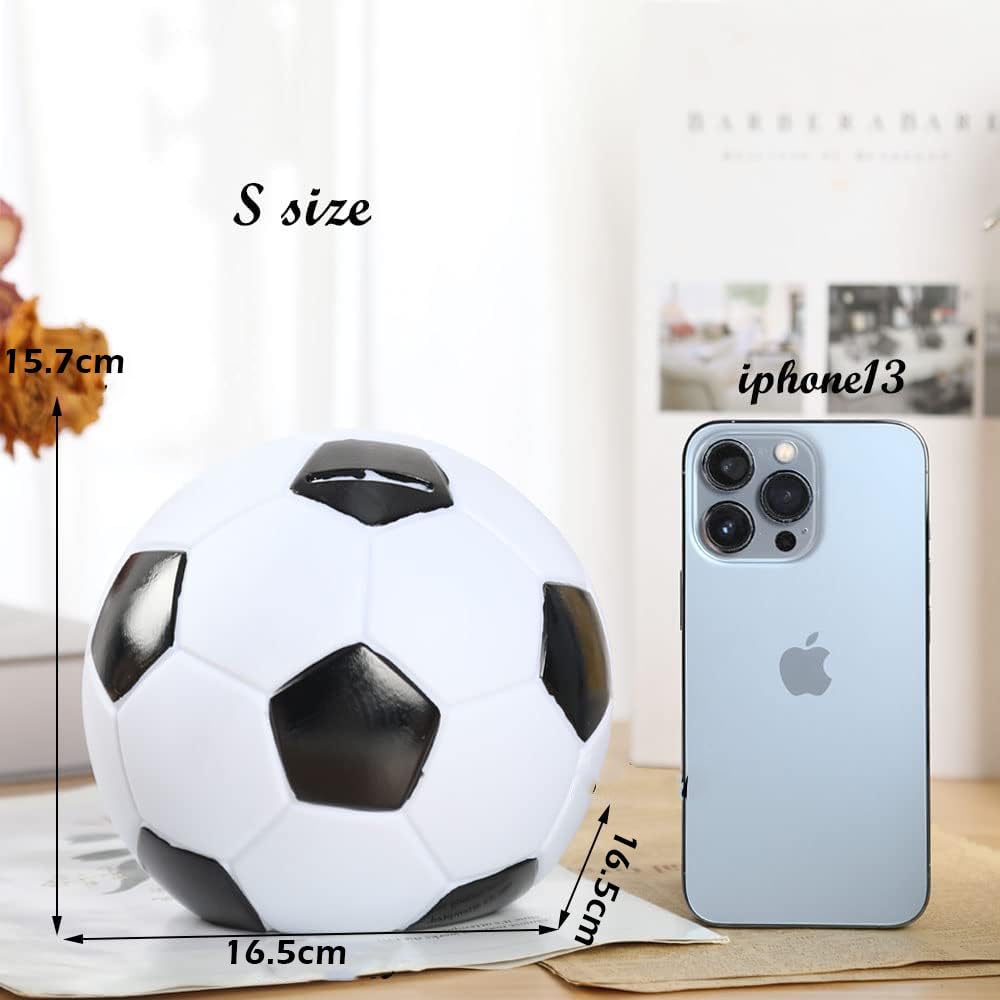 H&W Soccer Piggy Bank durable plastic withstands rough play.