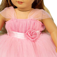 HWD Pink princess dress for 18-inch dolls adds stylish flair and easy dressing for kids.