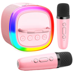HWWR karaoke machine with two wireless microphones for family sing-alongs