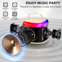 HWWR Mini Karaoke Machine side view, compact and portable for travel parties.
