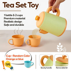 HYAKIDS kettle and cups included for pretend tea time and role play.
