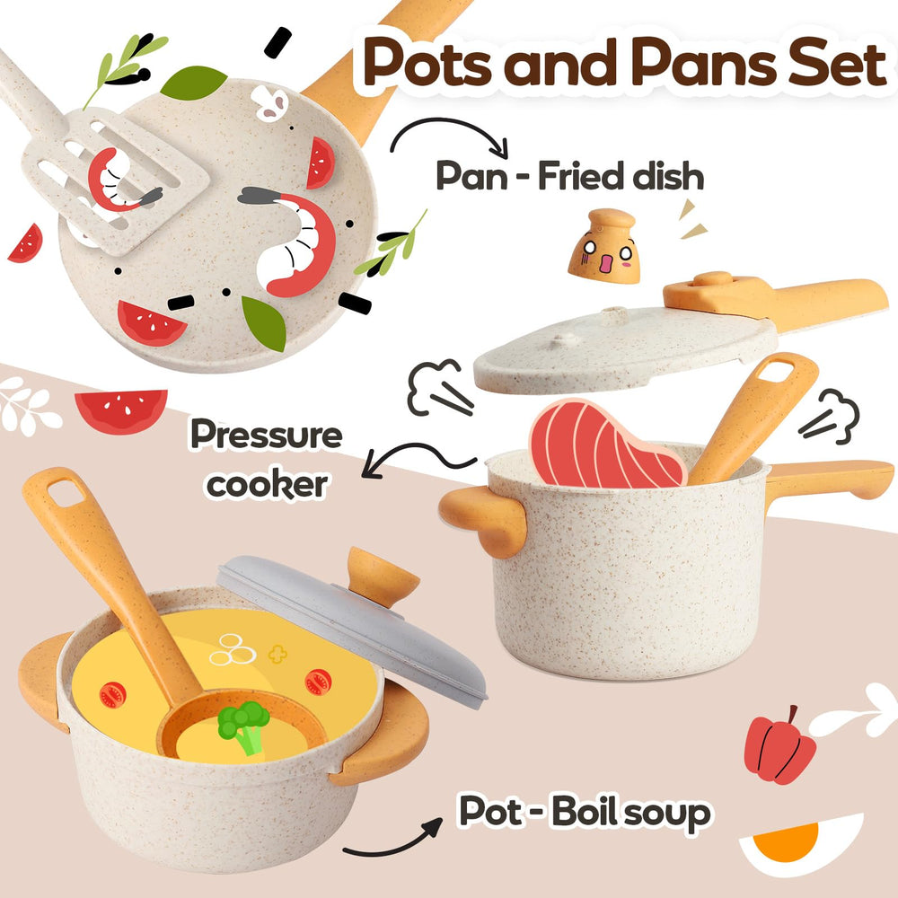 HYAKIDS pressure cooker and soup pot for realistic cooking play adventures.