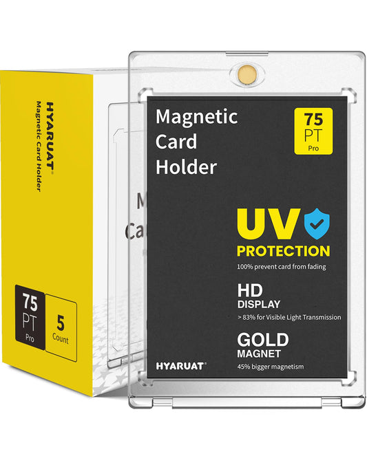 HYARUAT 75pt magnetic card holder, closed, secure protection for trading cards.