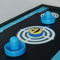 HYCT portable air hockey set shown for quick indoor games