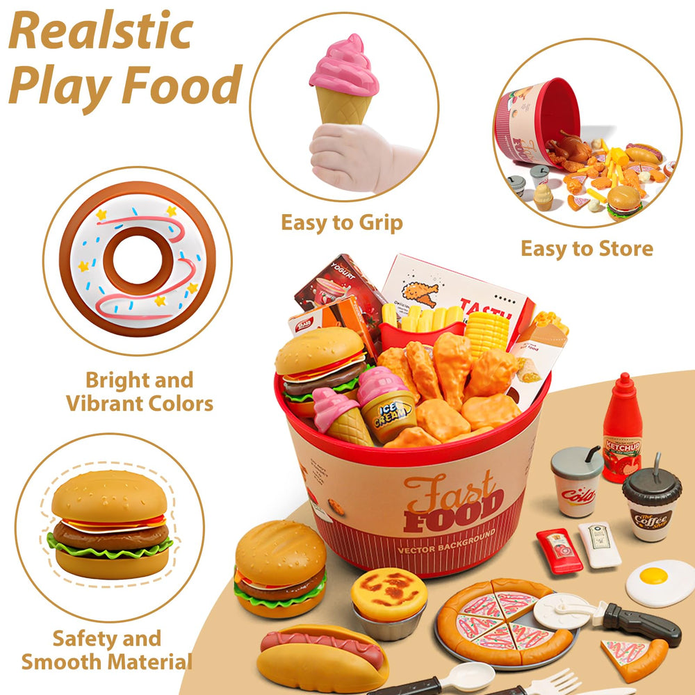 Hydeem burger-pizza-fries toy set sparks role-play meals with friends