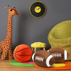 HyDren football pillow decorating a vibrant sports-themed kids room