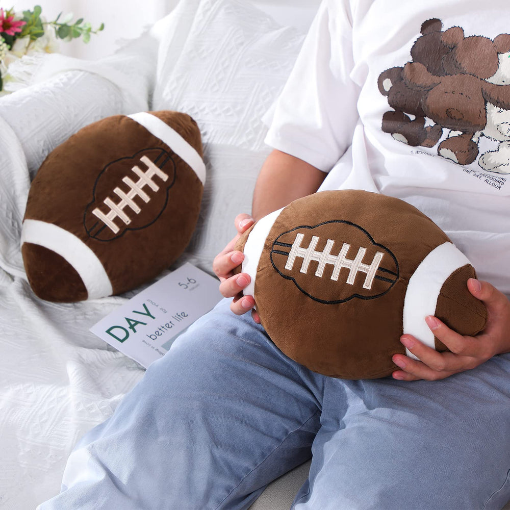 HyDren football pillow features washable, easy-care plush material