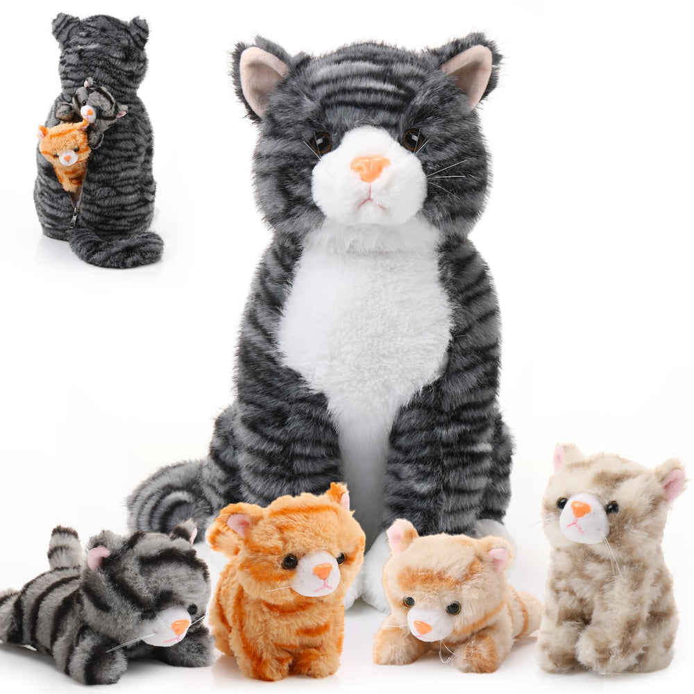 HyDren large plush cat mommy with kittens for a cozy bedtime companion.
