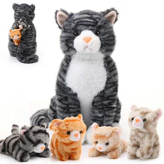 HyDren large plush cat mommy with kittens for a cozy bedtime companion.