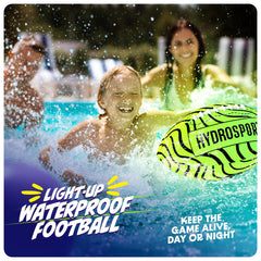 HydroSport light-up water football glows during beach play for easy visibility.