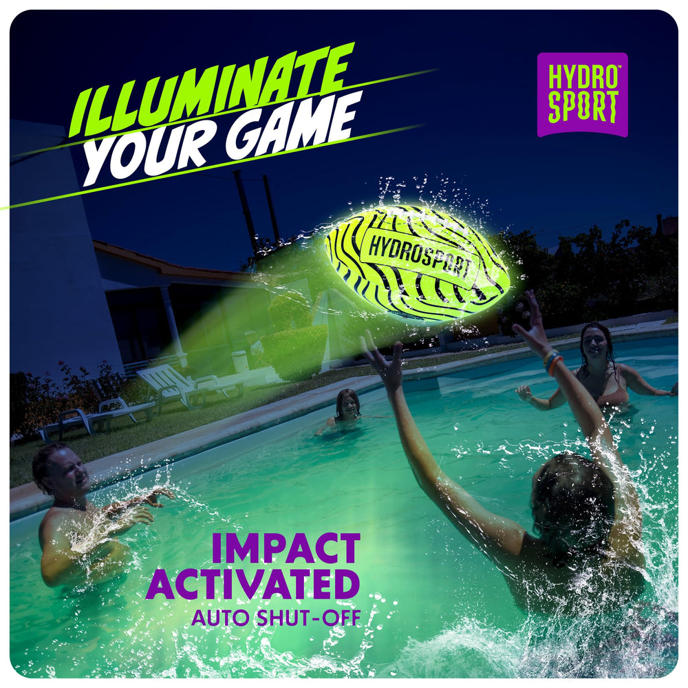 HydroSport light-up water football is 100% waterproof for pool, beach, and rain play.