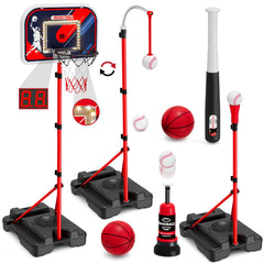 HYES 4-in-1 basketball hoop with LED scoreboard for real-time scoring.