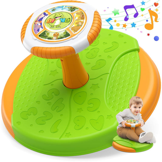 HYES Dinosaur Sit and Spin seat provides smooth 360° rotation for toddlers during play.
