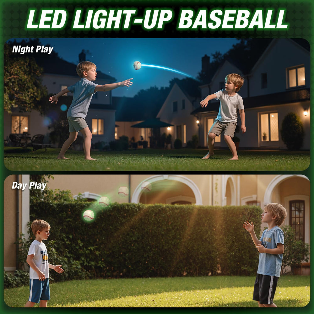 HYES glow baseball with 9 lighting modes sparks colorful night play.
