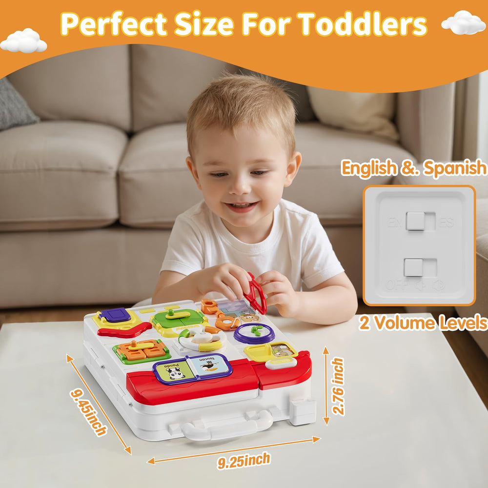 HYES Busy Board light switch activity teaches cause-and-effect through play.