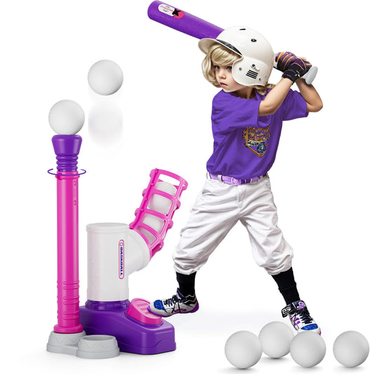 HYES Tball Set with step-on pitching machine for outdoor play and skill building.