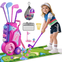HYES toddler golf set cart enables easy transport for outdoor play