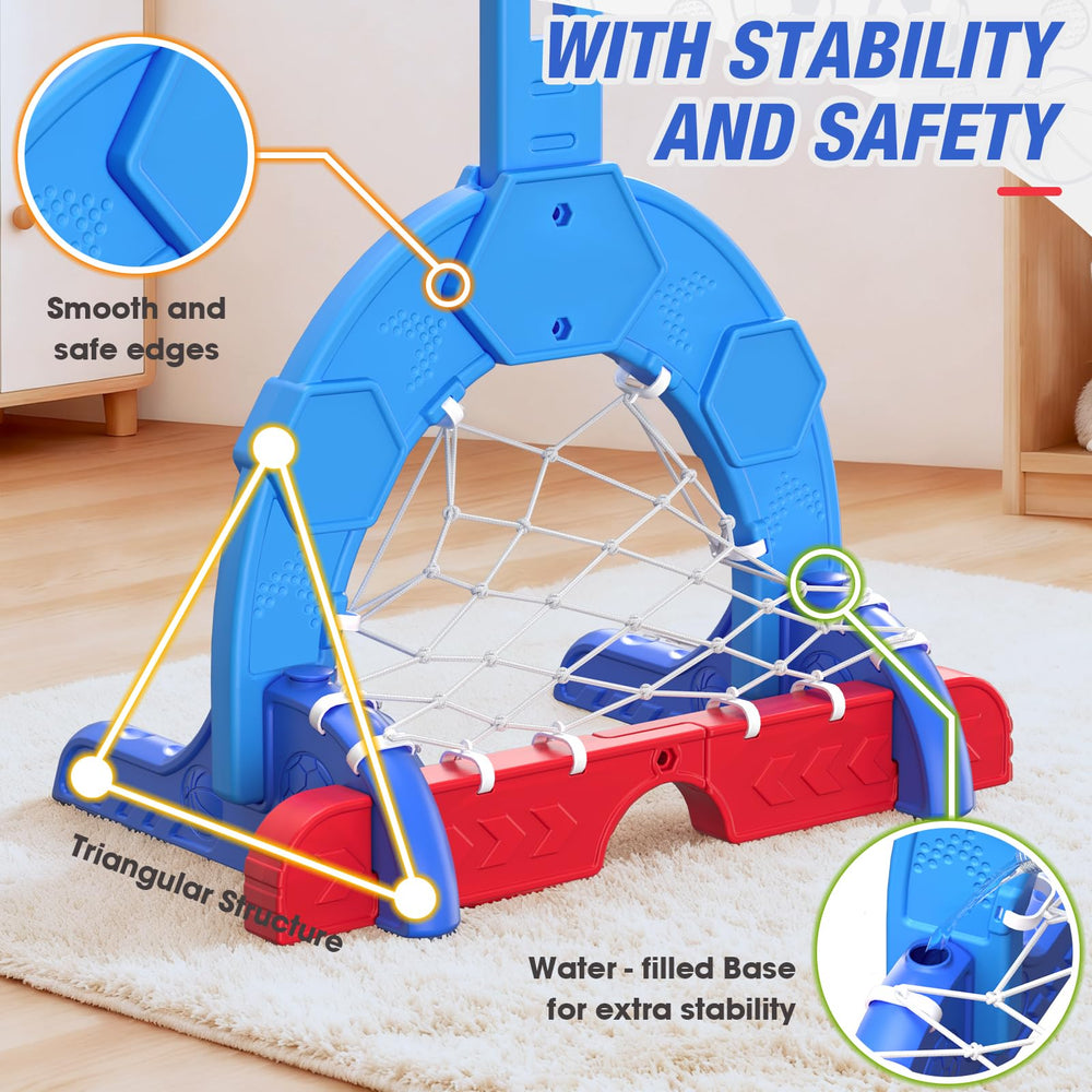 HYES indoor-outdoor setup fits playtime anywhere, indoors or in the yard