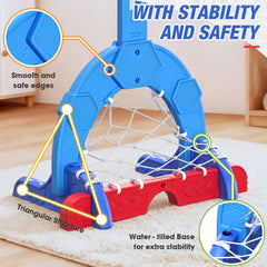 HYES indoor-outdoor setup fits playtime anywhere, indoors or in the yard