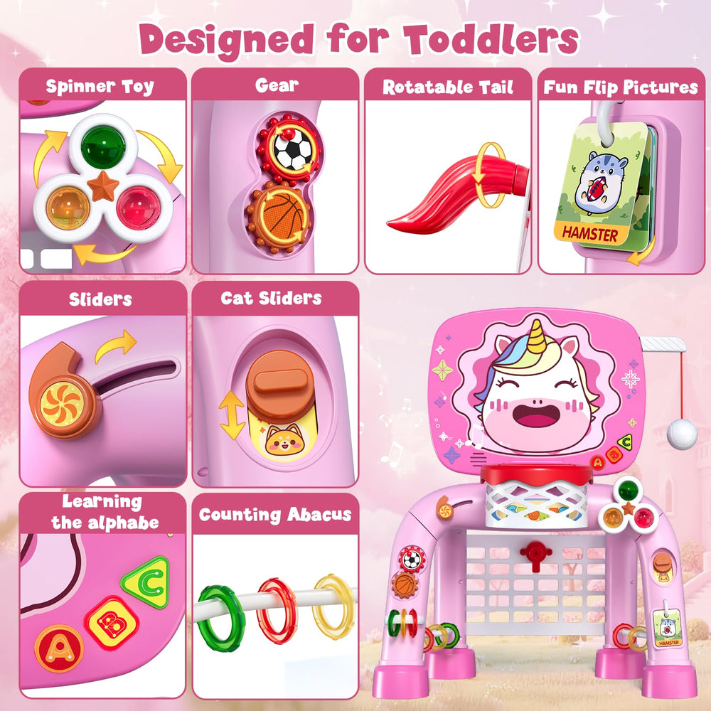 HYES Unicorn ABC panel introduces letters and animal sounds for learning