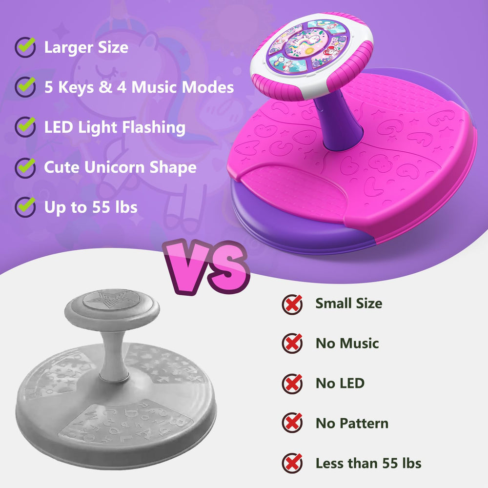 HYES Unicorn sit and spin toy ABS construction withstands active play.