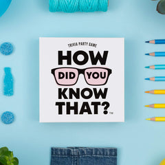 Hygge Games How Did You Know That? answer prompt highlights fast-paced questions during play.