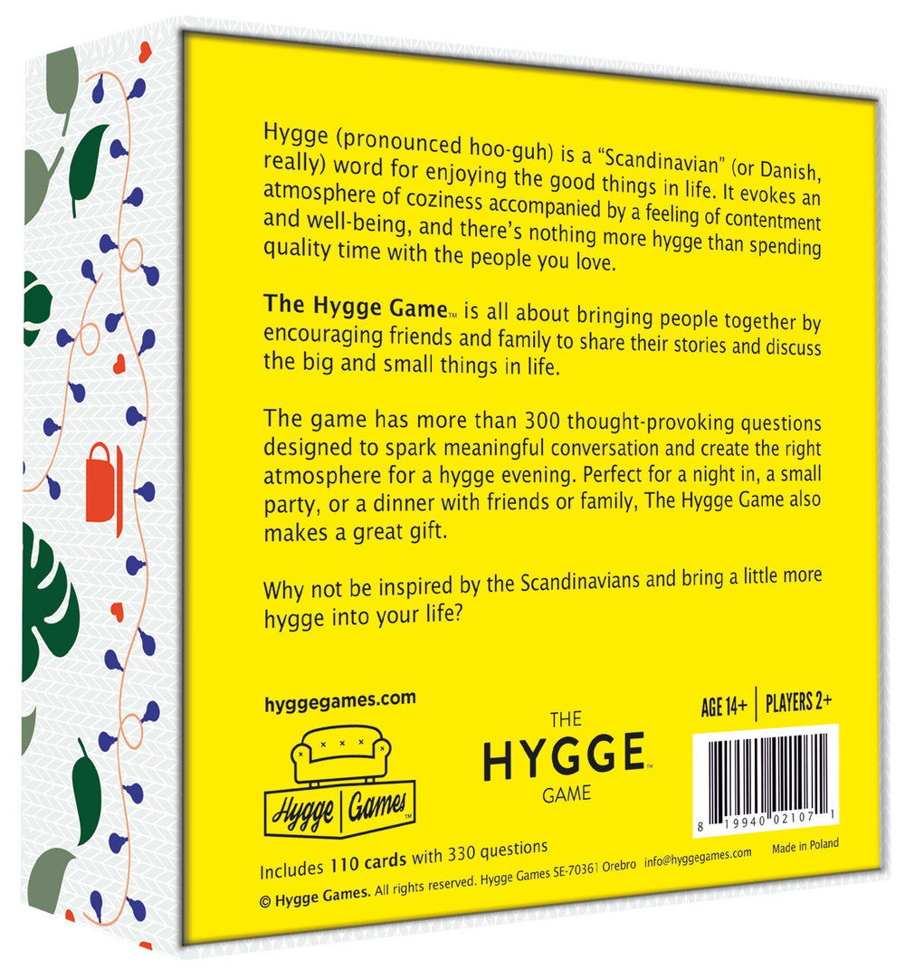 The Hygge Game prompts foster connection as players share stories during a relaxed gathering.