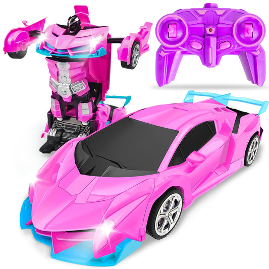 Hymaz Transform RC Car robot pink mode highlights instant robot play for kids