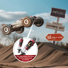 Hyper Go H16PL rear wing view showcases downforce balance during rapid acceleration.