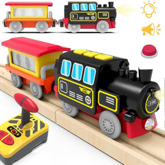 HYPERLIVING motorized locomotive on wooden track for immersive play