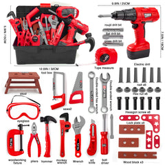 HYRENEE Kids Tool Set Electric Drill with interchangeable bits supports real handling and sound realism