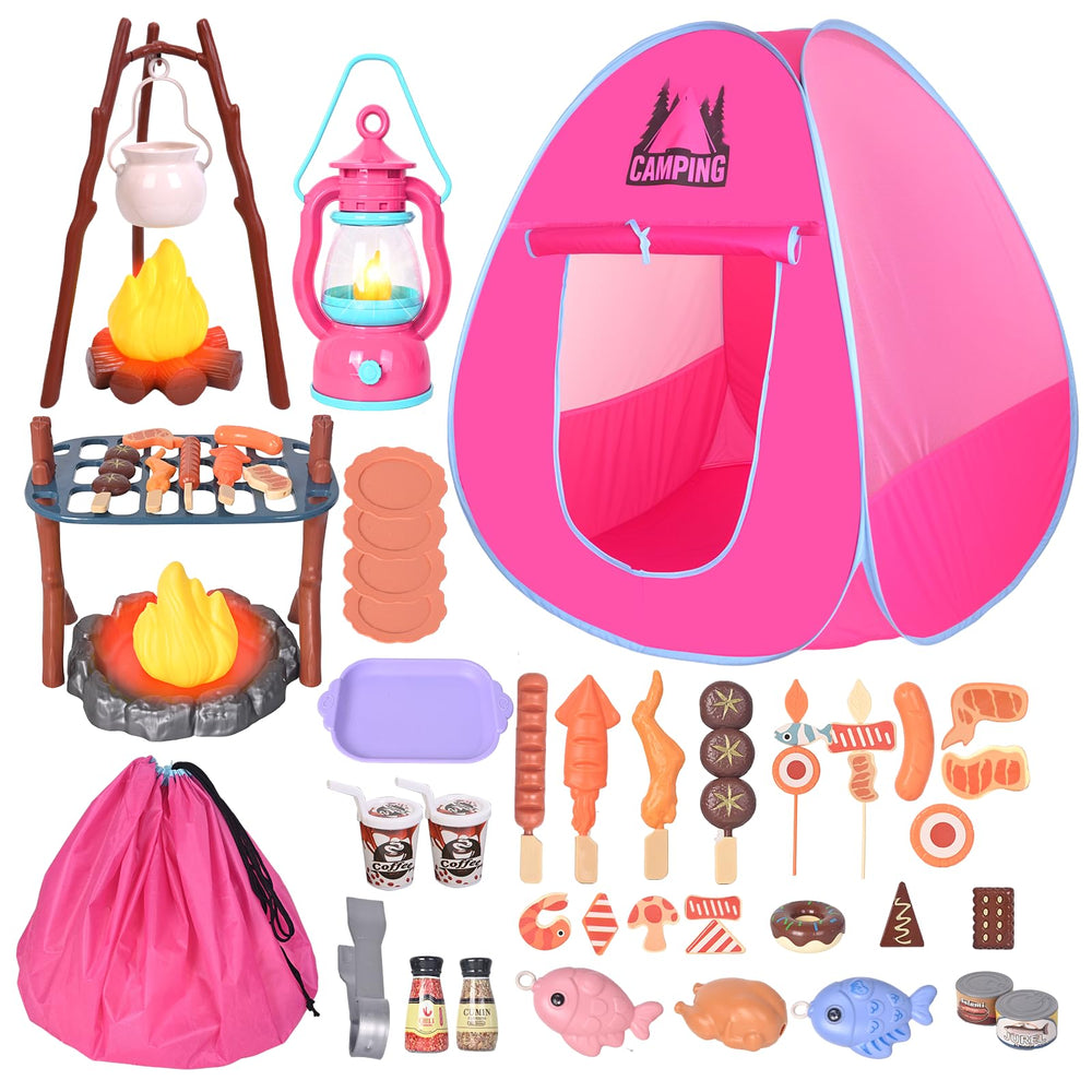 HYRENEE kids camping set play tent for indoor outdoor adventures, sparks imaginative play