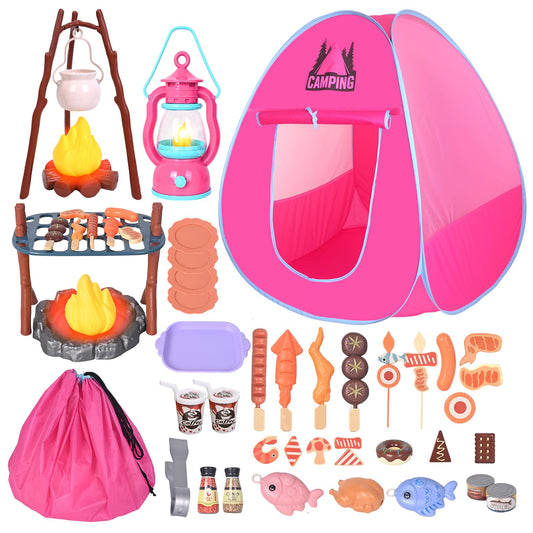 HYRENEE kids camping set play tent for indoor outdoor adventures, sparks imaginative play
