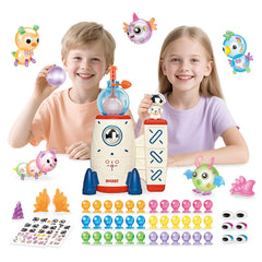 HYWEIQING Space Rocket Sticky Balloon Kit with pump for creative kids' activities.