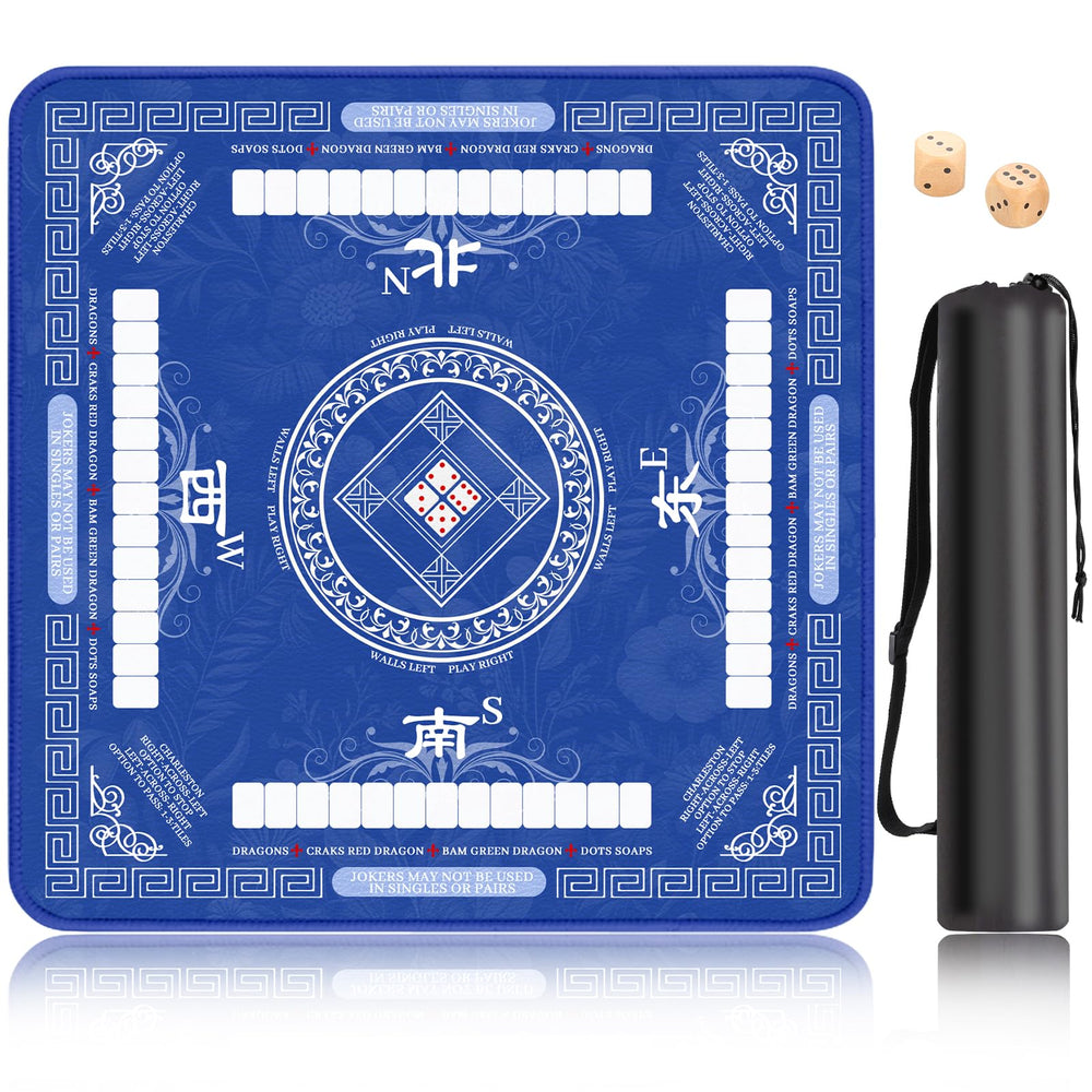 HYXFJITS mahjong mat on table with non slip blue surface for stable play
