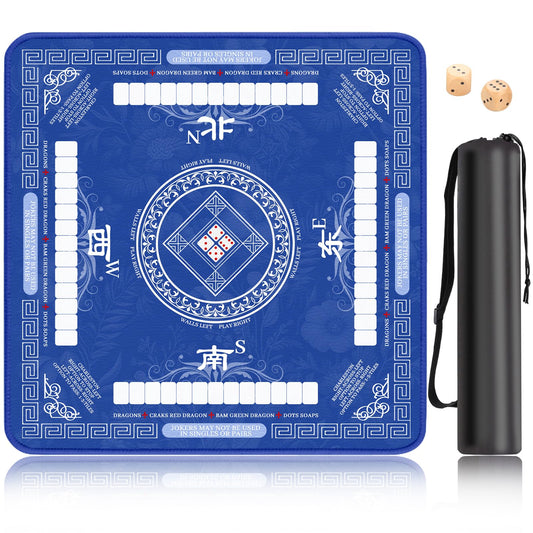 HYXFJITS mahjong mat on table with non slip blue surface for stable play