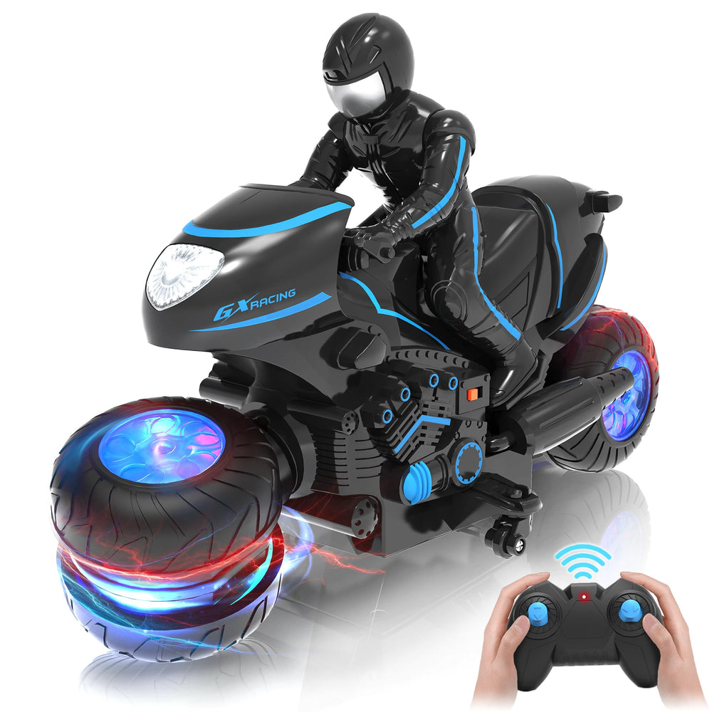 iappadore RC Motorcycle with RGB wheels lights for vibrant night play