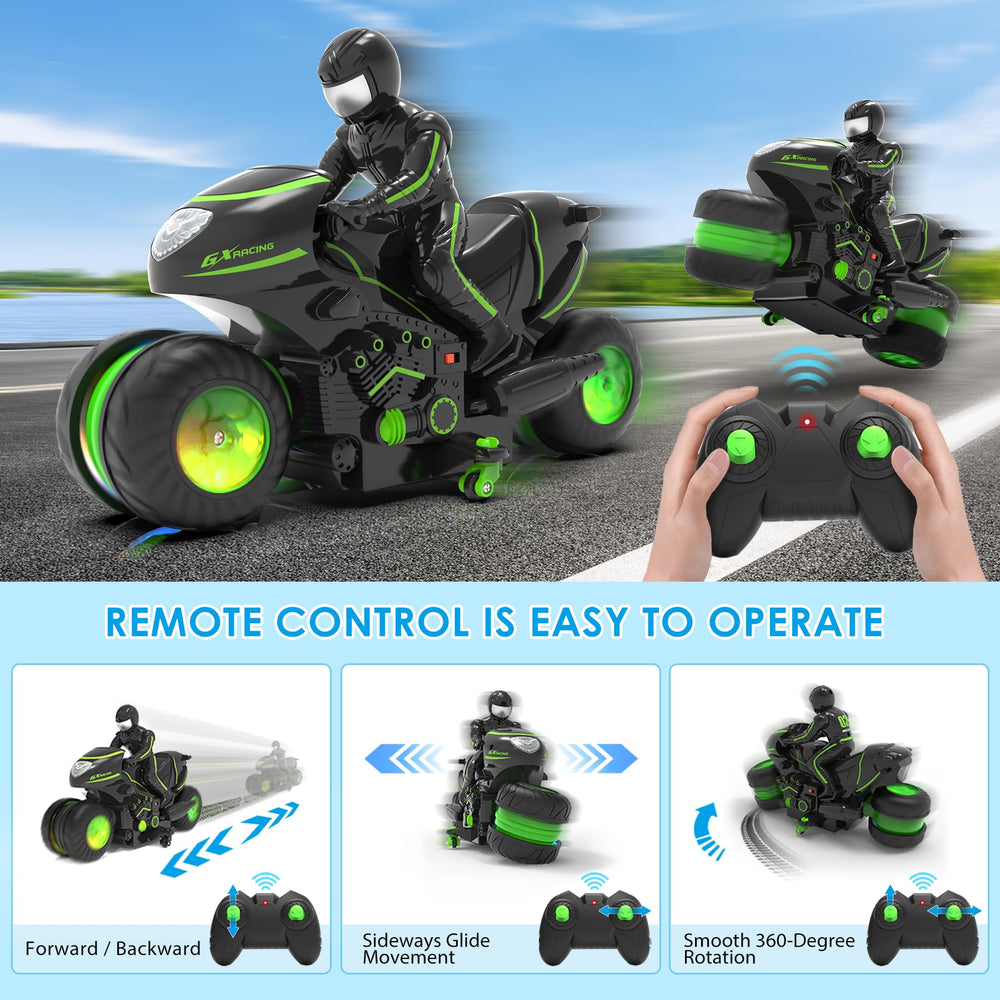 iappadore remote motorcycle features safe durable ABS design for kids' stunt play