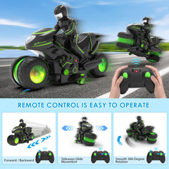 iappadore remote motorcycle features safe durable ABS design for kids' stunt play