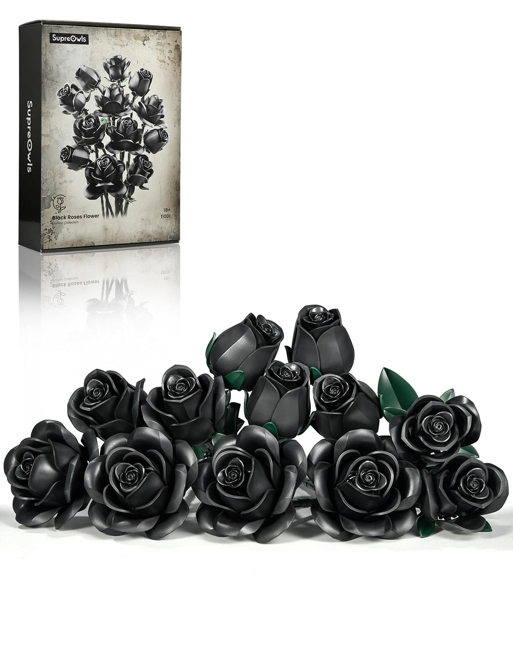 iATOM Black Rose Bouquet assembly kit shows ready-to-build elegance for modern décor