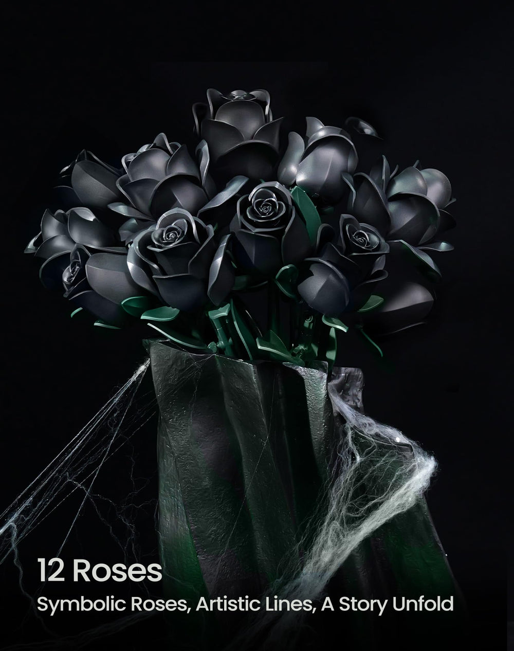 iATOM Black Rose Bouquet makes a thoughtful gift for gothic art lovers and décor enthusiasts