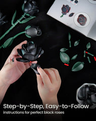 iATOM Black Rose Bouquet includes clear assembly steps and safe, odor-free parts