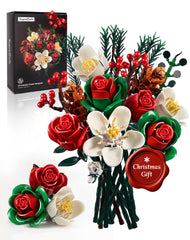 iATOM Christmas Flower Bouquet Building Set presents a festive rose centerpiece for home decor