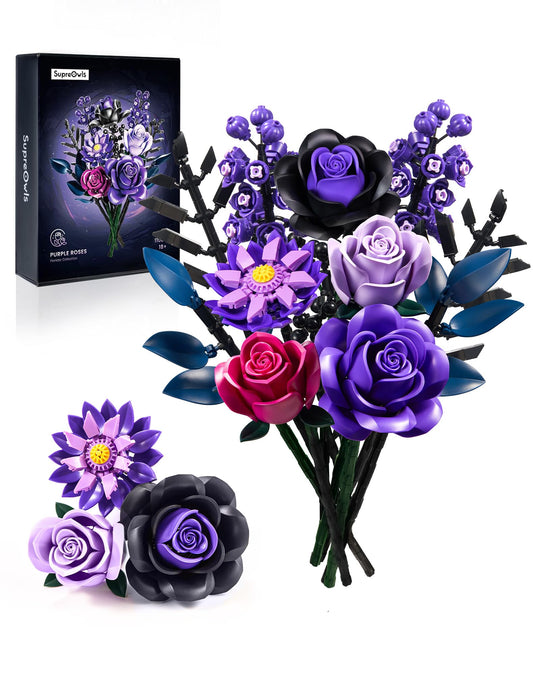 iATOM Flower Bouquet with purple roses for timeless room decor