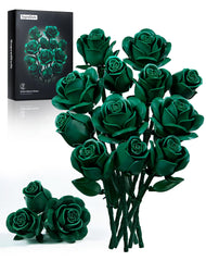 iATOM Green Rose Bouquet building set assembly shows a realistic, easy-to-build centerpiece